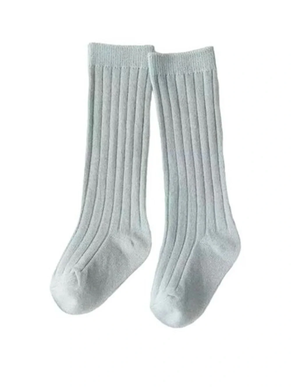 New baby, kids cotton knee high socks sea foam green 0-6 months, 5-7 years